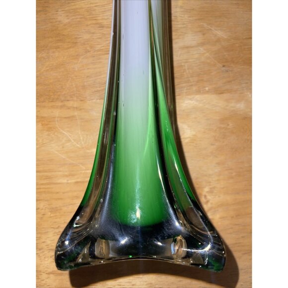 Mid Century Modern Art Glass Swung Vase Green White Purple Ombre Design - Picture 15 of 16